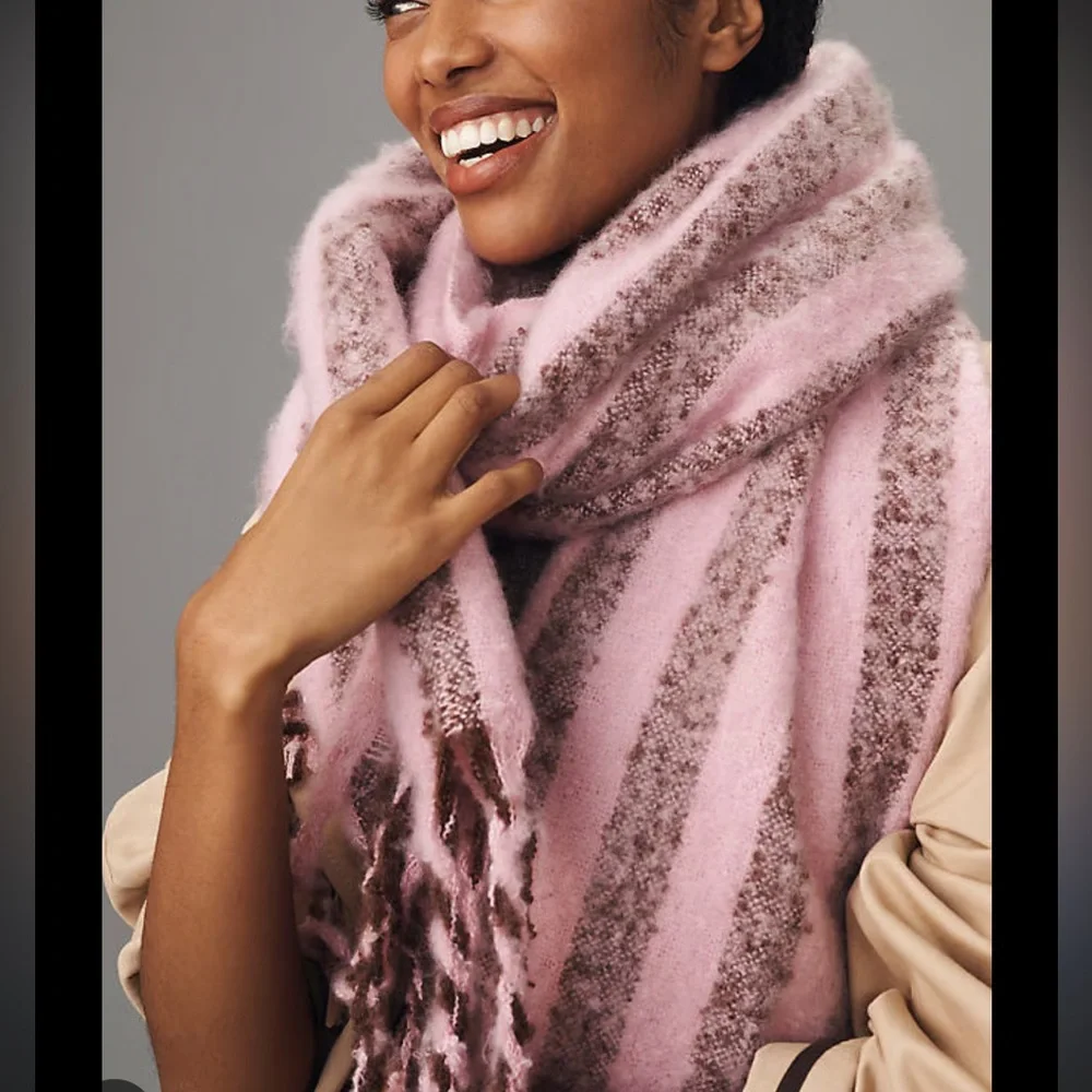 Anthropologie Pink and Brown Scarf - Picture 2 of 4